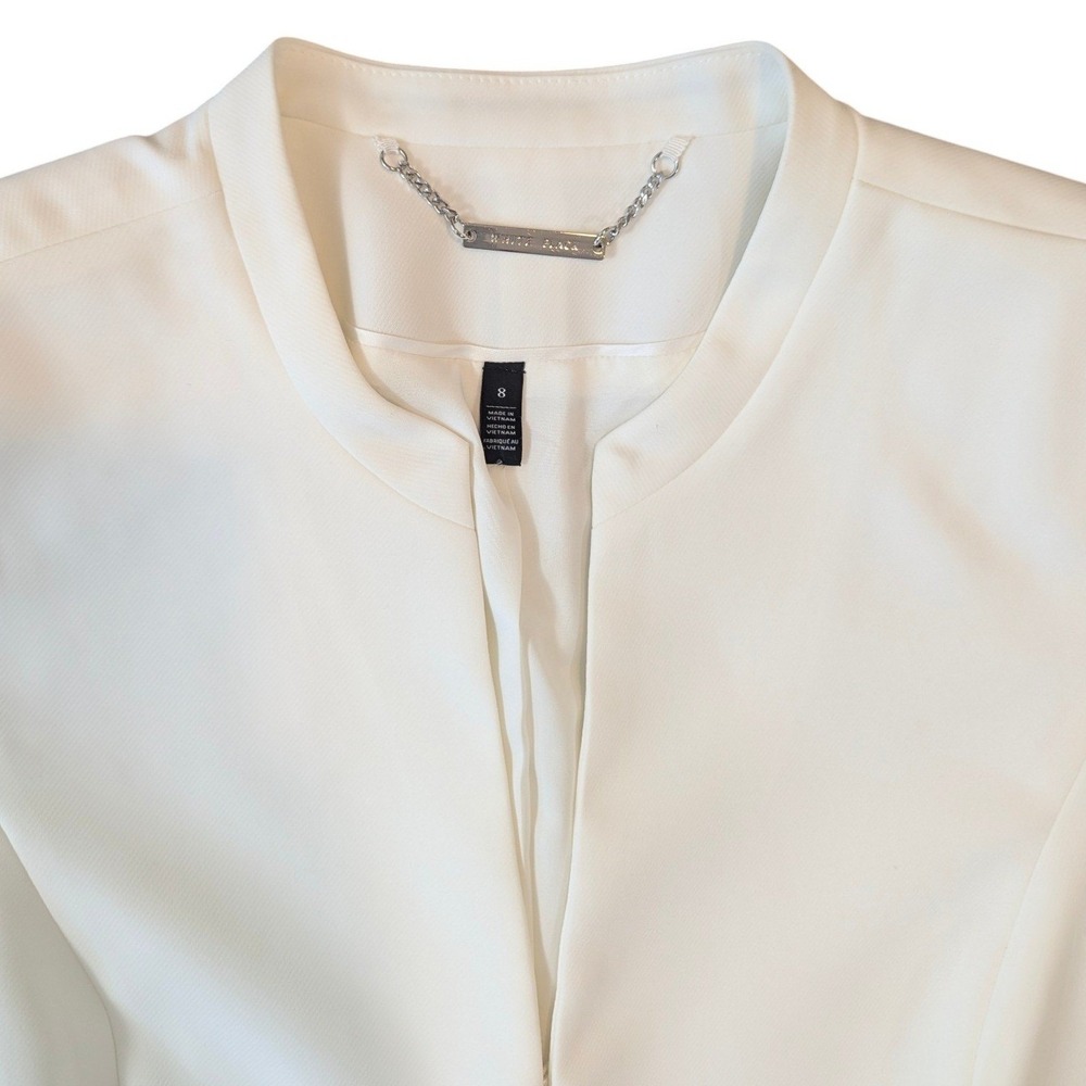 White House Black Market White Bell Sleeve Open Front Blazer Jacket Size 8 - Picture 11 of 14